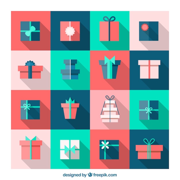 Vector flat gifts collection