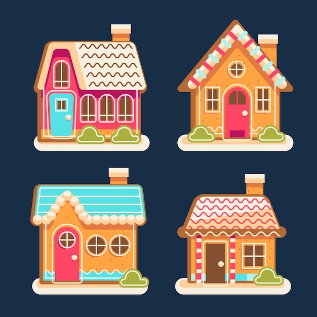 Flat gingerbread houses collection