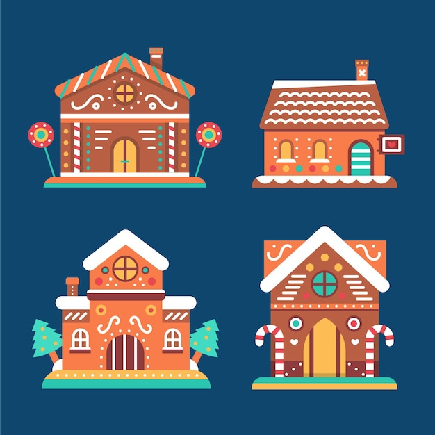 Flat gingerbread houses collection