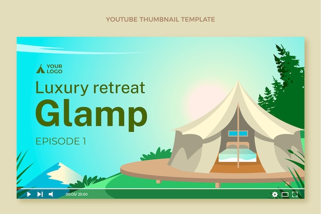 Vector flat glamping youtube thumbnail