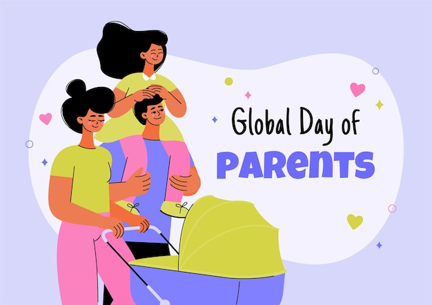 Vector flat global day of parents illustration