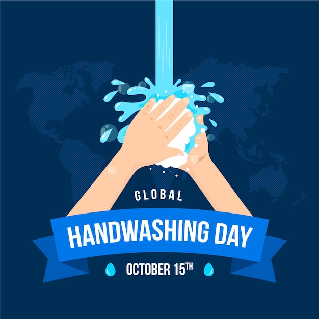 Vector flat global handwashing day illustration