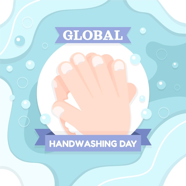 Flat global handwashing day illustration