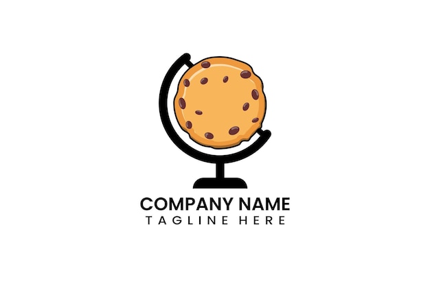 Flat globe travel cookies bakery logo icon template vector design illustration