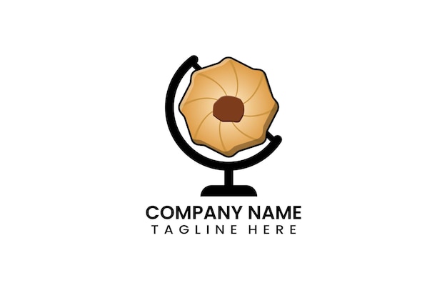 Плоский глобус путешествия печенье пекарня логотип значок шаблон векторный дизайн иллюстрация