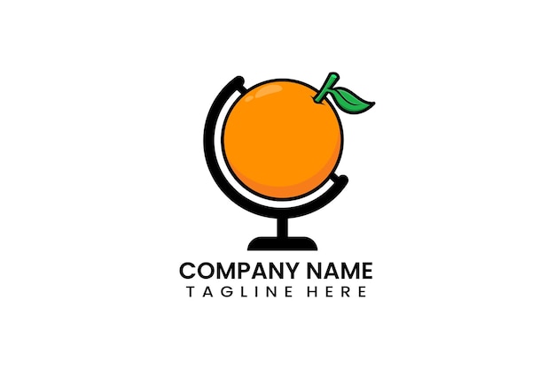 Плоский глобус путешествия апельсиновые фрукты логотип значок шаблона