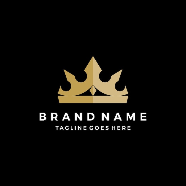 Flat gold crown logo design vector