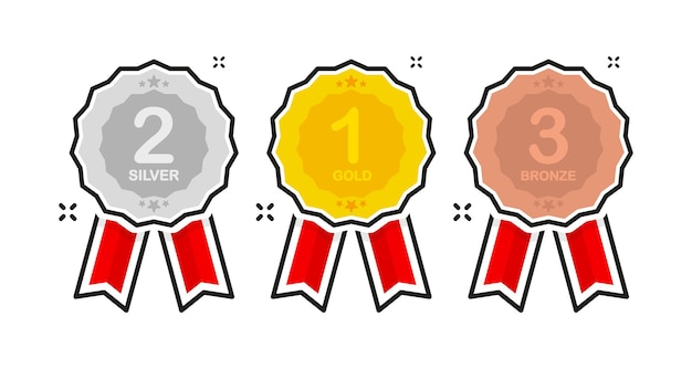 Flat gold icon winner 3d vector achievement badge premium quality flat design golden metal