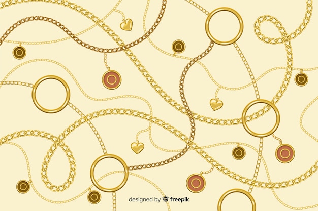 Flat golden chains background