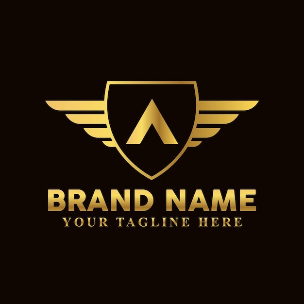 Flat golden elegant luxury logo template premium eps