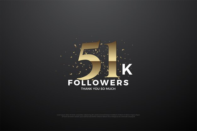 flat golden number illustration for 51k followers.