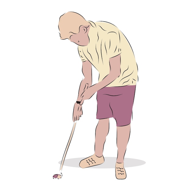 Disegno dell'illustrazione del giocatore di golf piatto