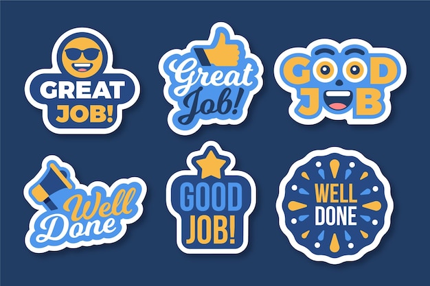 Flat good job and great job sticker collection