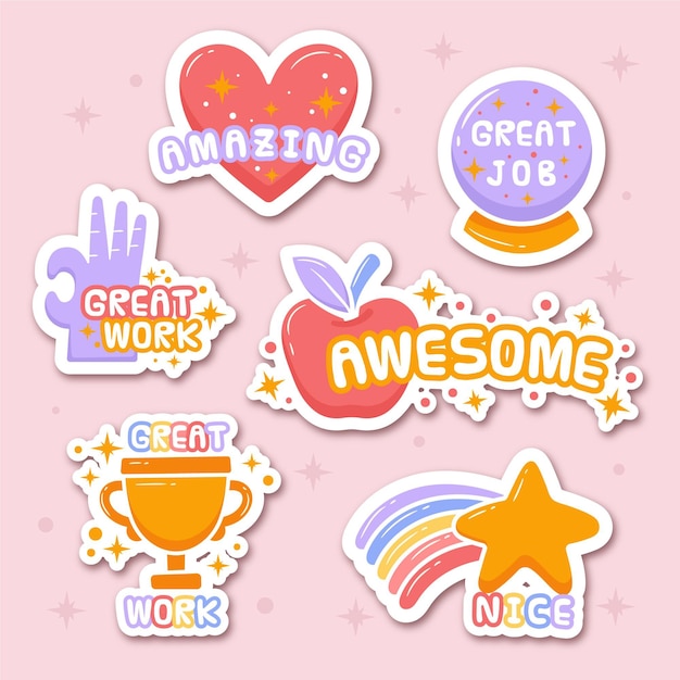 Flat good job stickers set