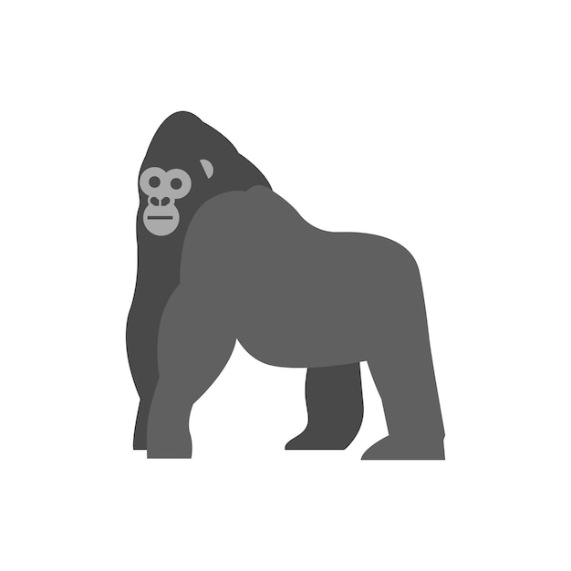 Flat gorilla isolated on white background