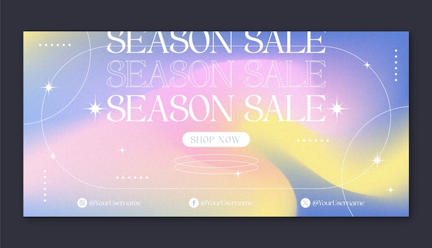 Flat grainy gradient horizontal banner template