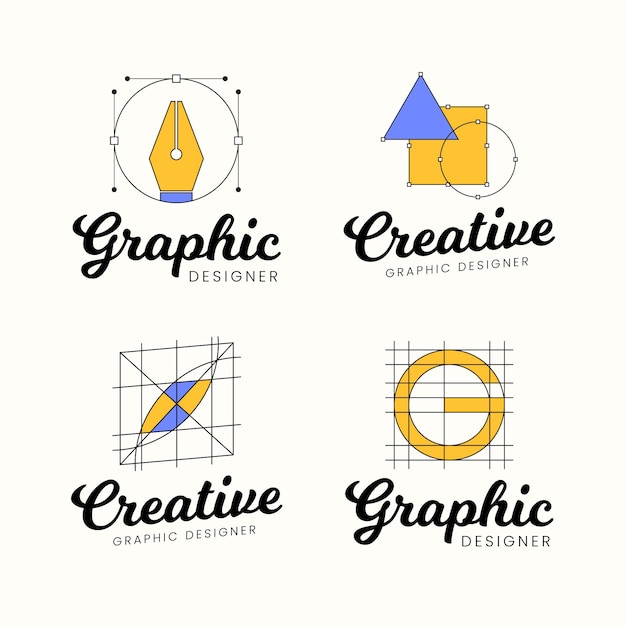 Flat graphic designer logo collection