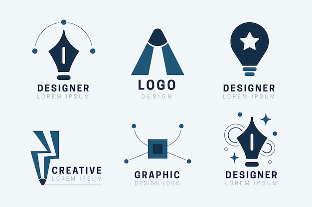 Vector flat graphic designer logo collection