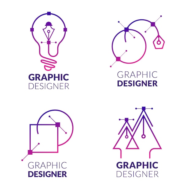 Vector flat graphic designer logo collection