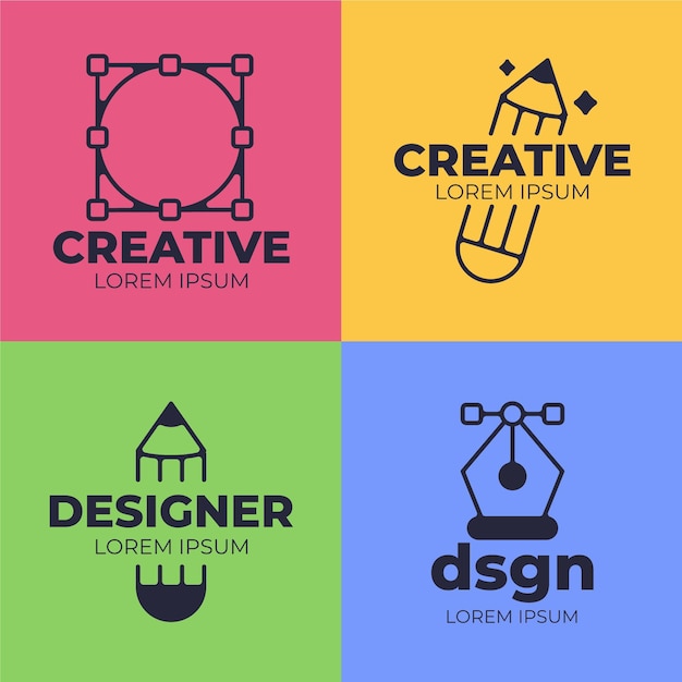 Flat graphic designer logo collection