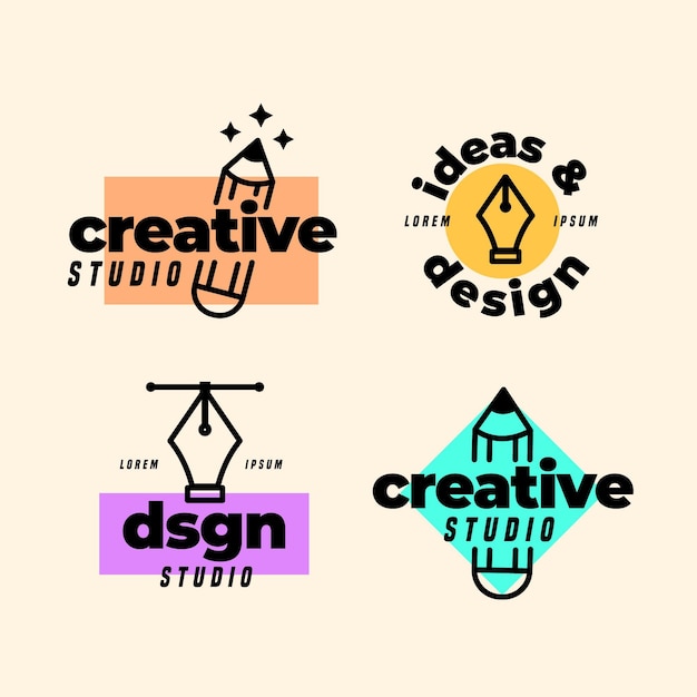 Vector flat graphic designer logo collection