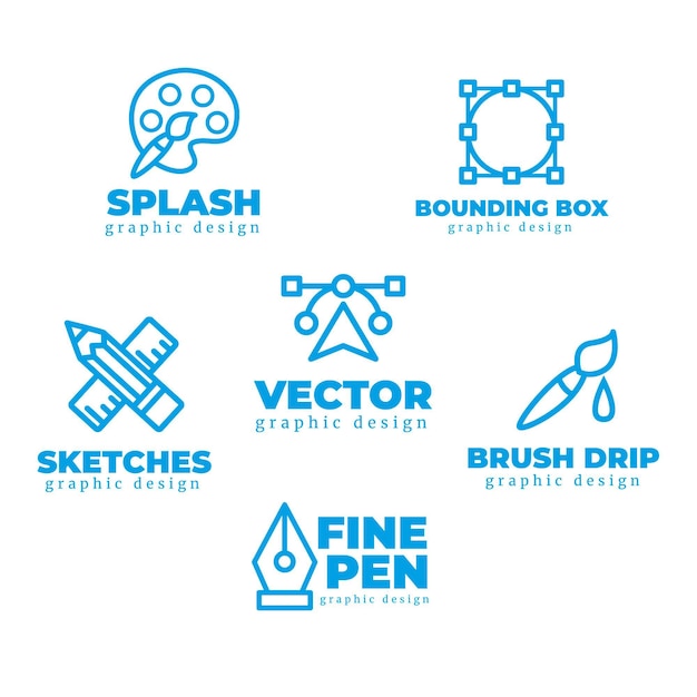 Vector flat graphic designer logo set