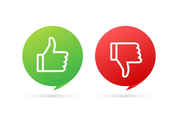 Flat green button on red background. ok sign. trumb up, great design for any purposes. social media concept. stock illustration.