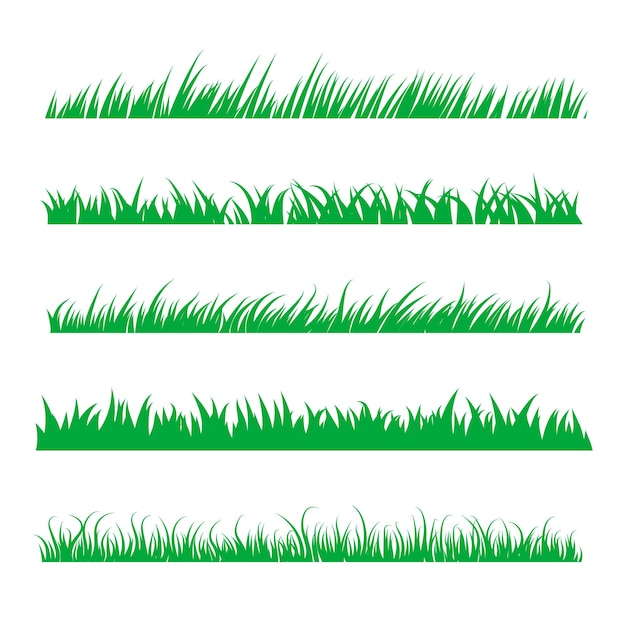 flat green grass silhouette collection