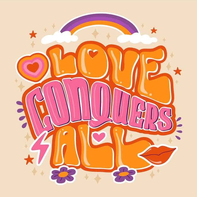 Flat groovy 70's lettering