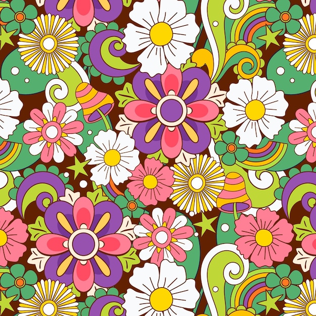 Vector flat groovy psychedelic pattern