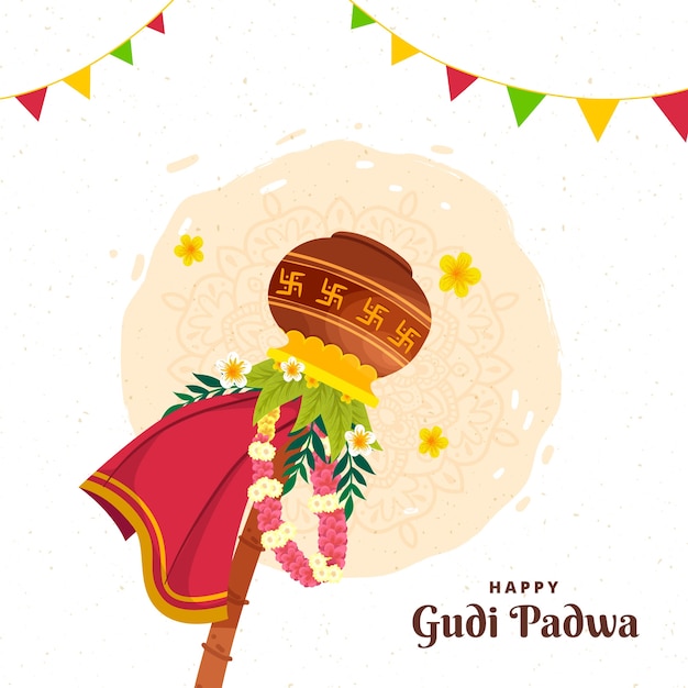 Flat gudi padwa illustration