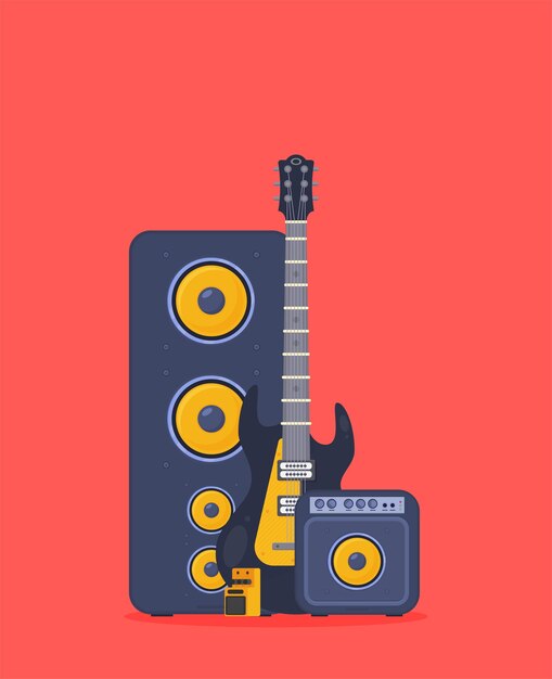 Vector flat guitar vector illustration musical instrument flat