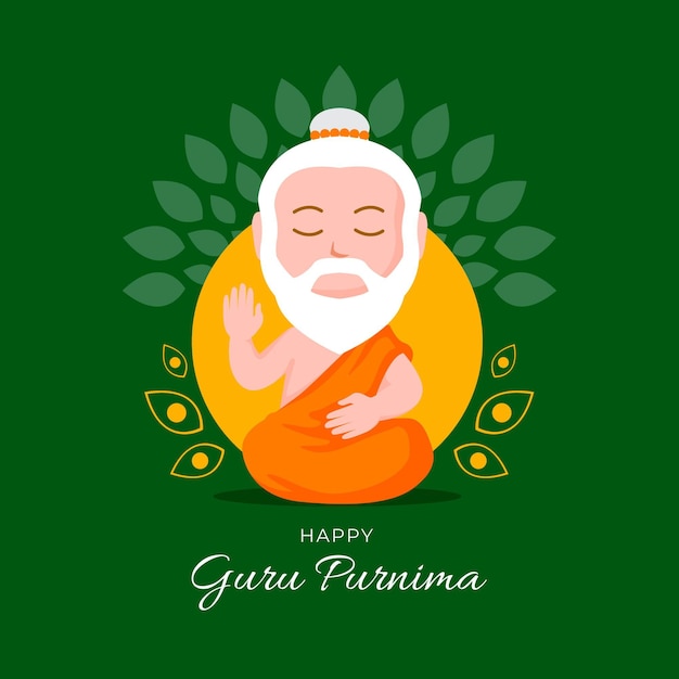 Flat guru purnima illustration