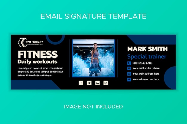 Flat gym and fitness email signature template