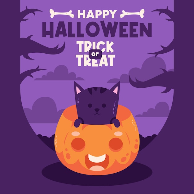 flat halloween background banner social media template