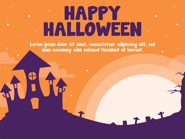 Vector flat halloween background banner social media template
