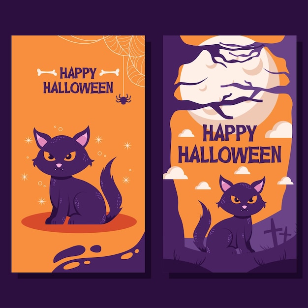 Vector flat halloween background banner social media template