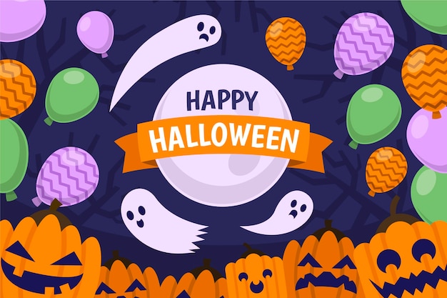 平らなハロウィーンの背景