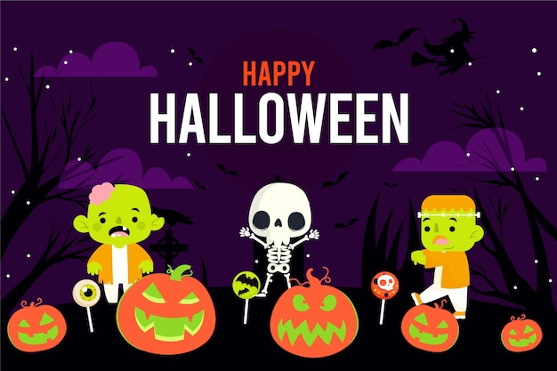 flat halloween background
