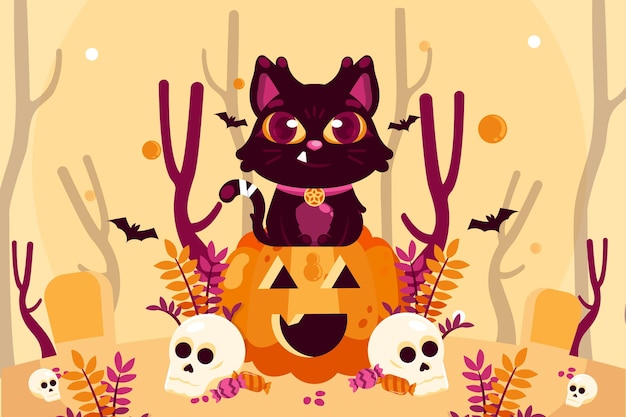 Vector flat halloween background