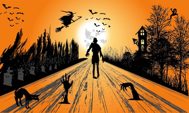 Flat halloween background