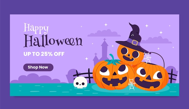 flat halloween banner template