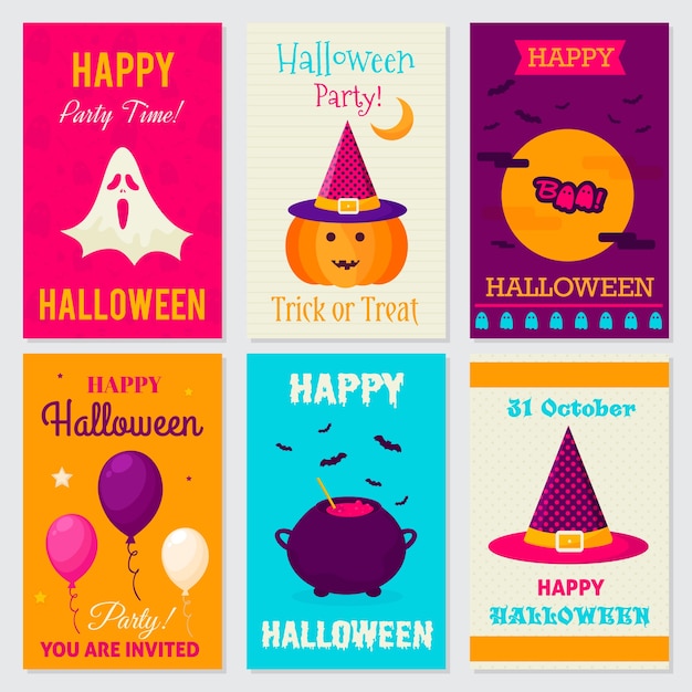 Set di carte piane di halloween