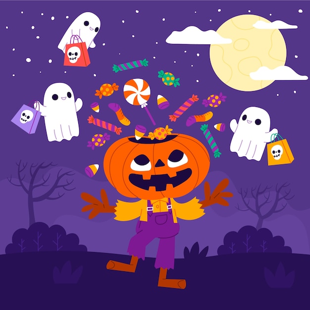 Flat halloween celebration illustration