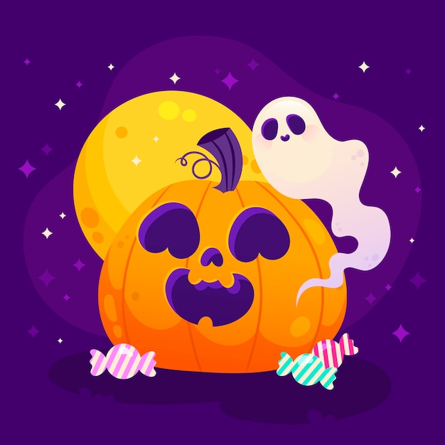 Vector flat halloween celebration illustration