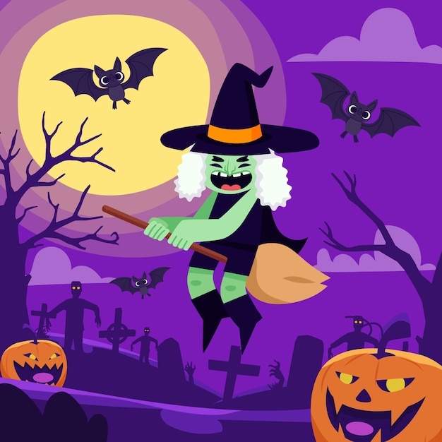 Flat halloween celebration illustration