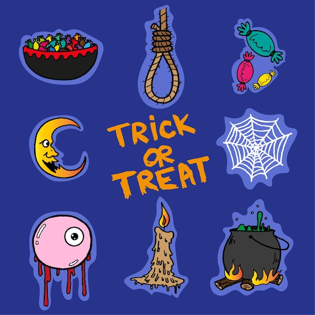 Vector flat halloween element collection