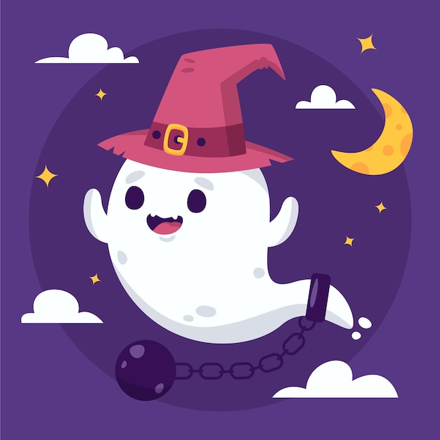 Vector flat halloween ghost illustration