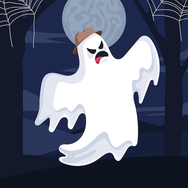 Vettore illustrazione piatta del fantasma di halloween