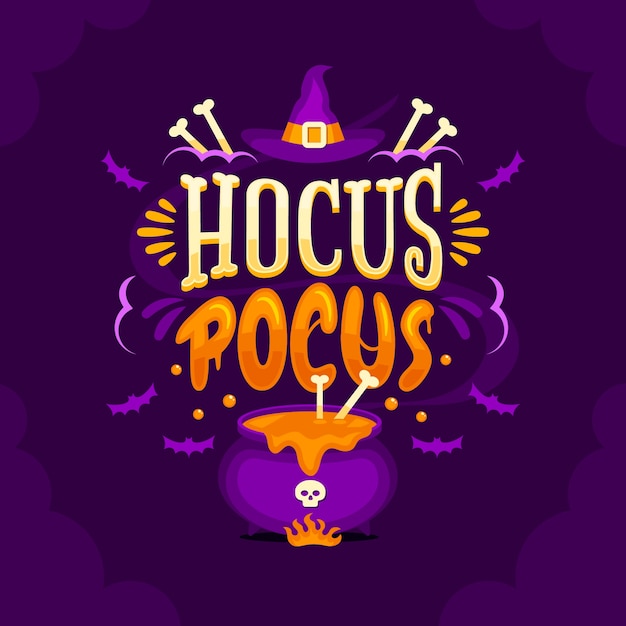 플랫 할로윈 hocus pocus 레터링